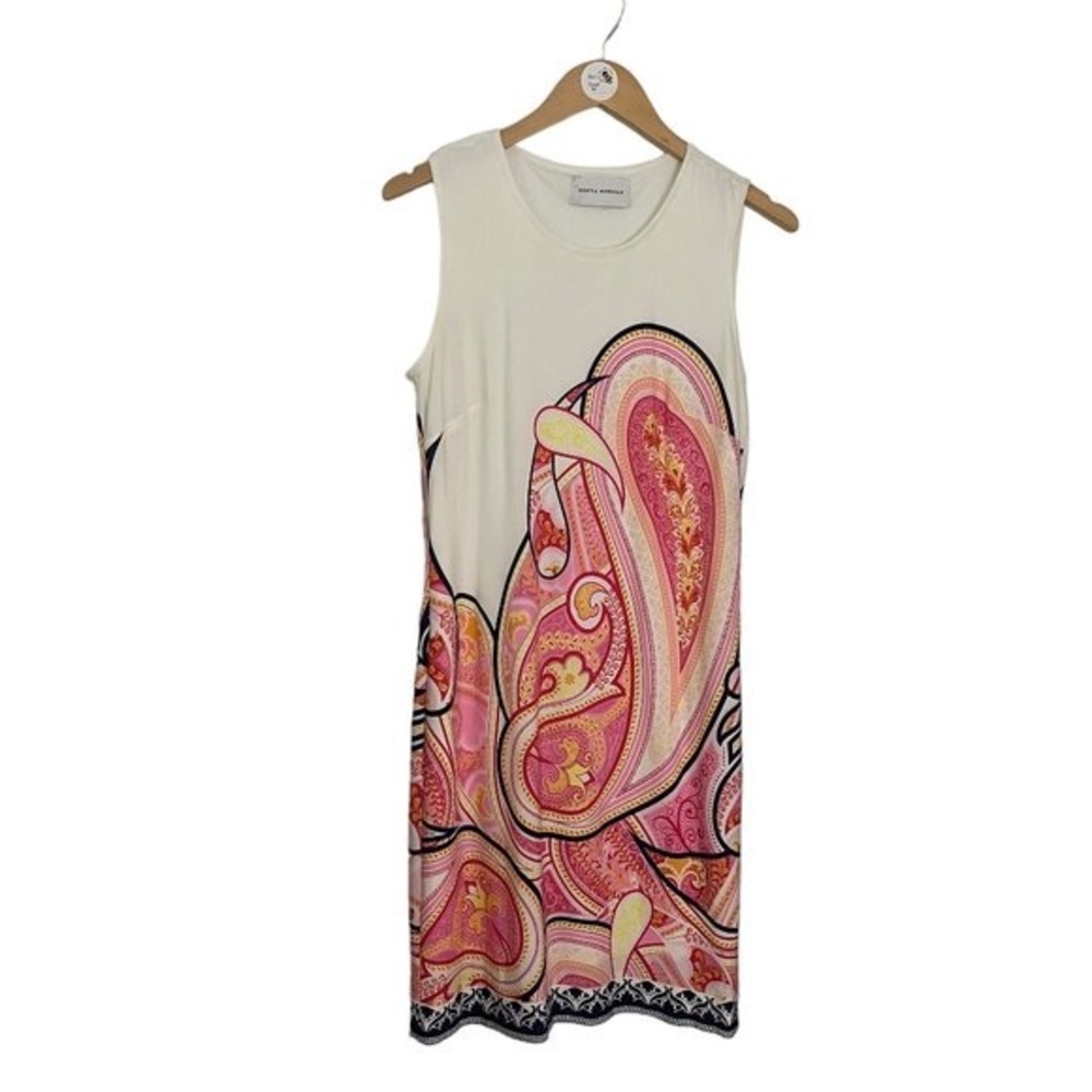 Donna Morgan Matte Jersey Paisley Sheath Dress White/Pink Size S